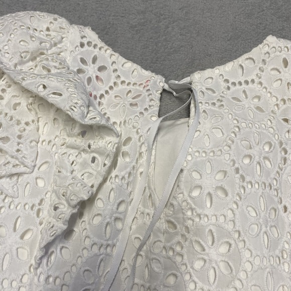 Lilly Pulitzer Dress Small Resort White Floral Eyelet Lace Ruffle Primm Dainty - Picture 11 of 11